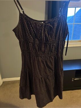 Brown Polka Dot Spaghetti Strap Dress